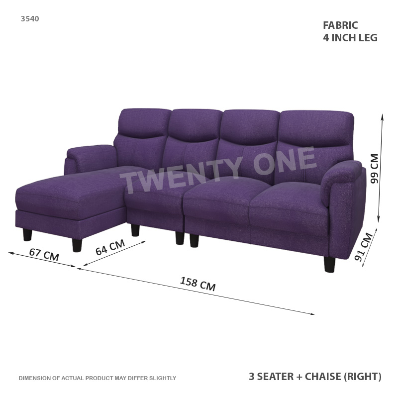 3540 3+L  471-39- 3 SEATER WITH CHAISE FABRIC SOFA 1B RIGHT-1